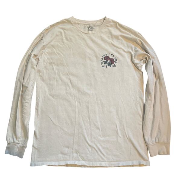 Vans of the wall tee long sleeve cream rose  size large - Picture 1 of 5